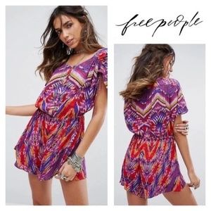 FREE PEOPLE DREAM ALL NIGHT ROMPER MULTICOLOR JUMPSUIT BOHO SZ M